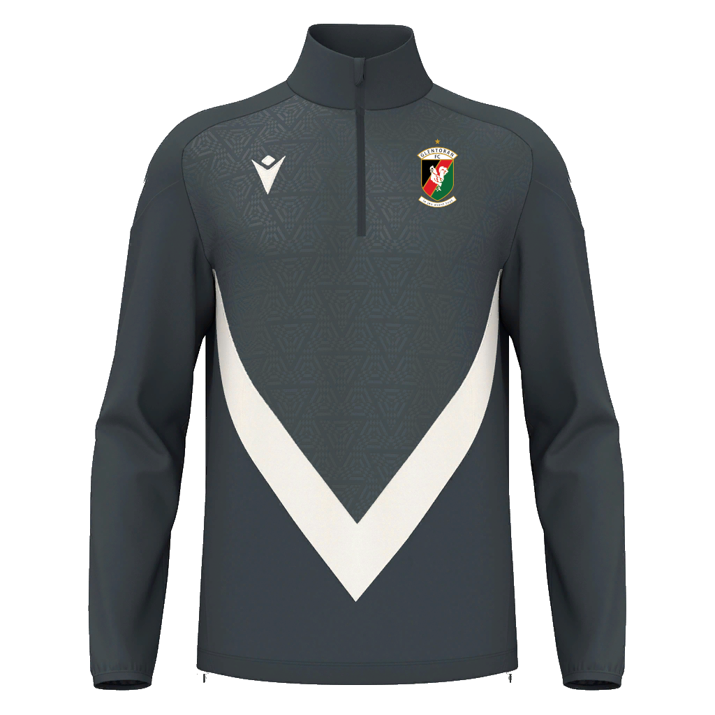 Glentoran Macron 1/4 Zip Jersey Anthracite/OffWhite - Adults