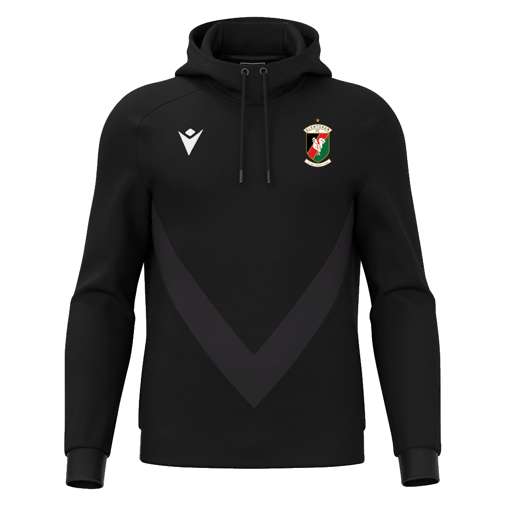 Glentoran Macron Travel Hoody Black/Dark Grey - Adults