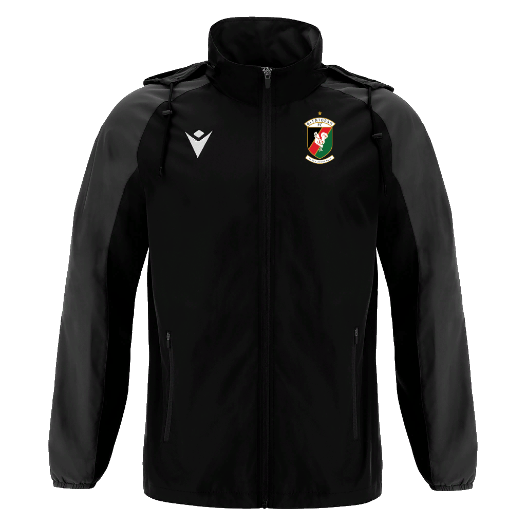 Glentoran Macron Rain Jacket Black - Kids