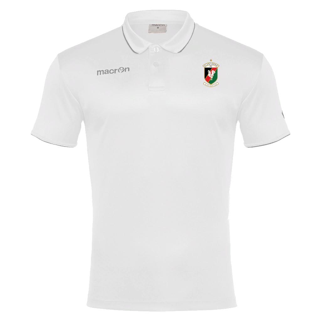 Glentoran Macron Travel Polo White/Grey - Adults