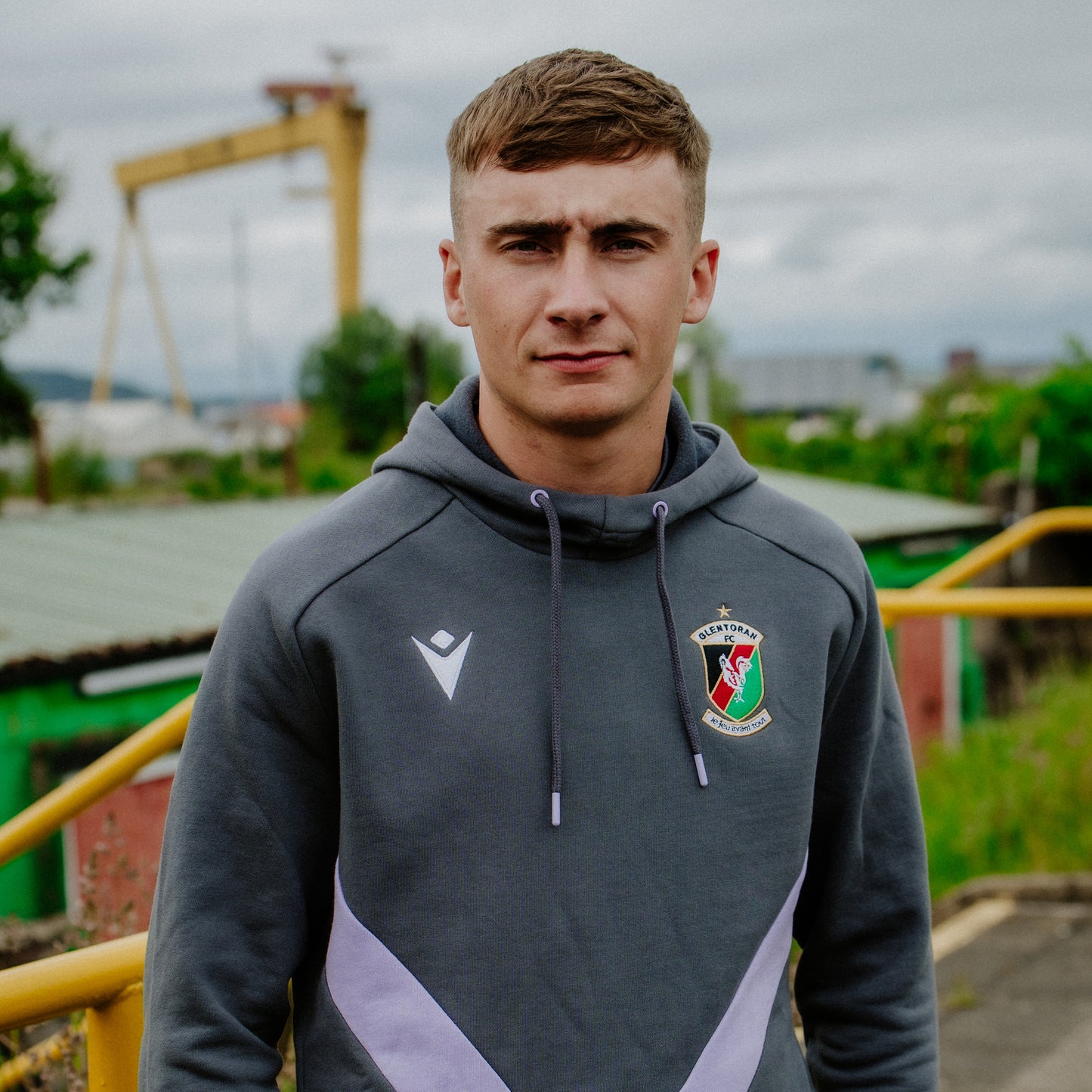 Glentoran Macron Travel Hoody Anthracite/Lilac - Adults