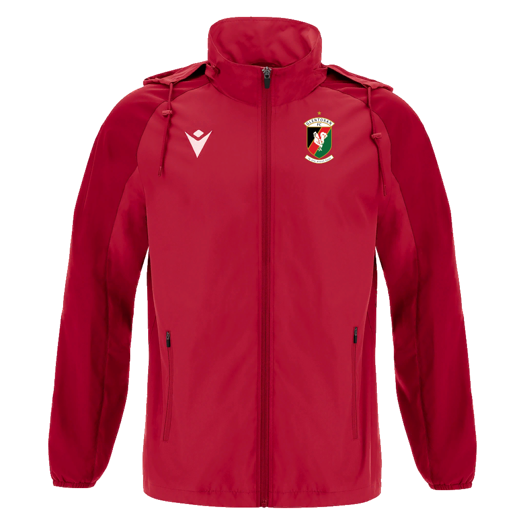 Glentoran Macron Rain Jacket Red/Dark Red - Adult