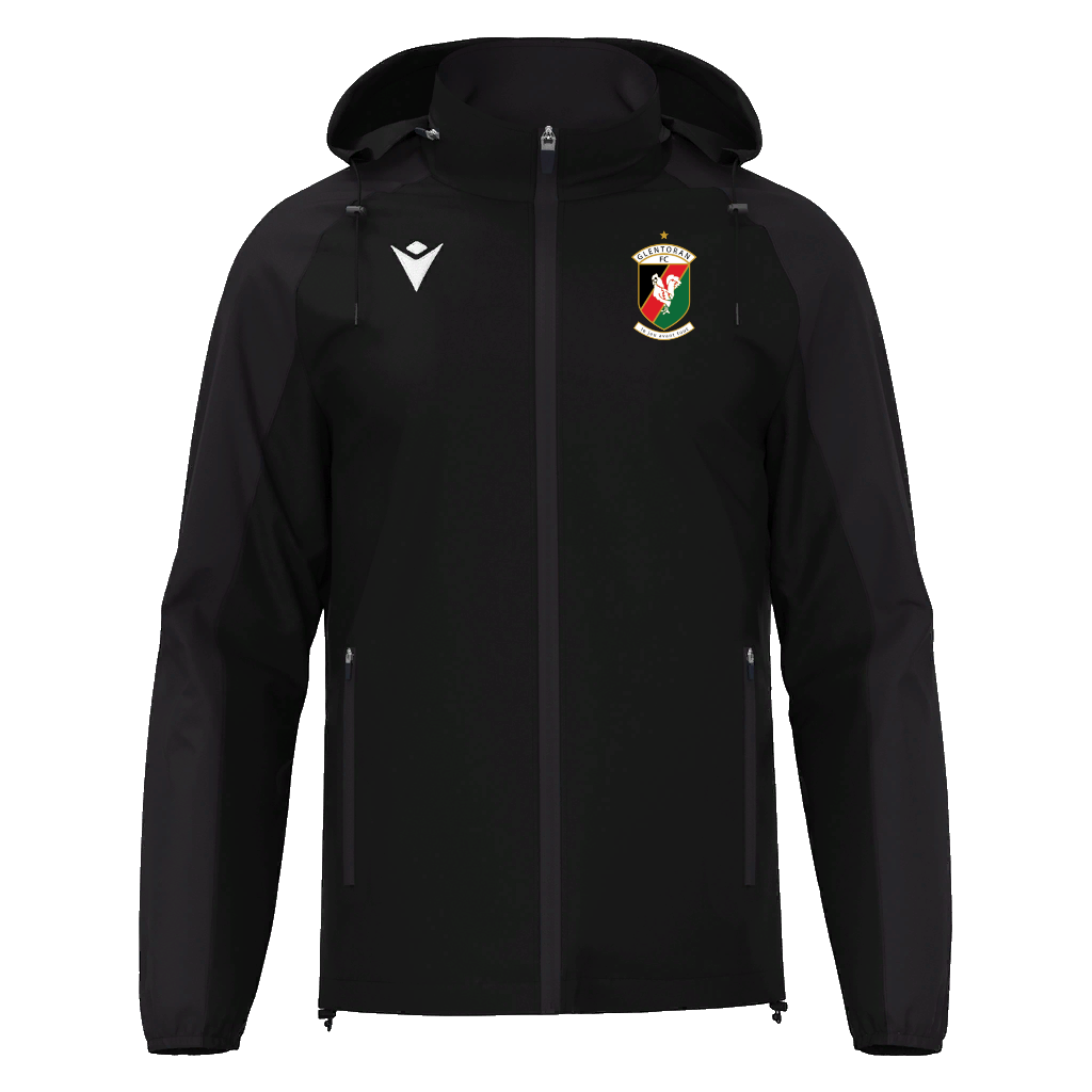 Glentoran Macron Rain Jacket | Black | Adult